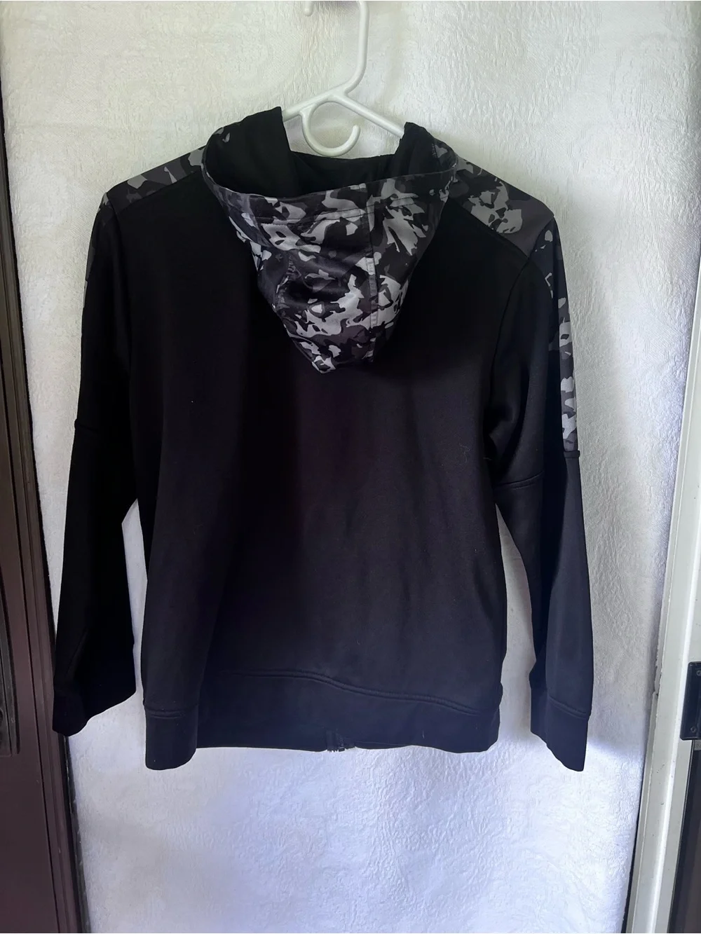 Russell Athletic Black & Gray Camo Zip-Up Hoodie Jacket